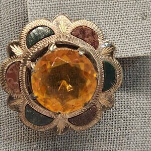 Scottish Agate Hallmarked Sterling Silver Brooch